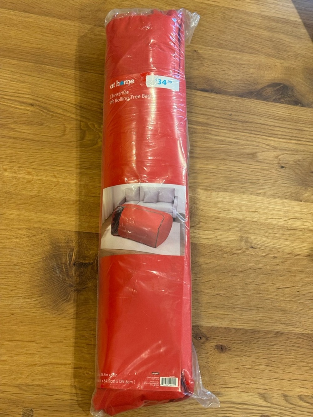 At Home Christmas 9ft Rolling Tree Storage Bag Red New in Package - Picture 2 of 3